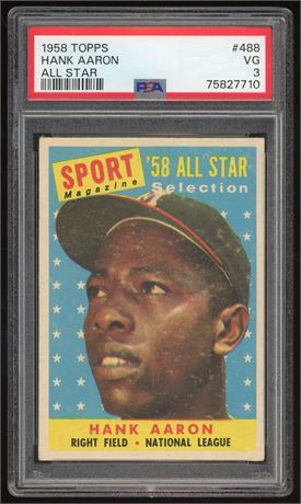 1958 Topps #488 Hank Aaron All-Star PSA 3 VG