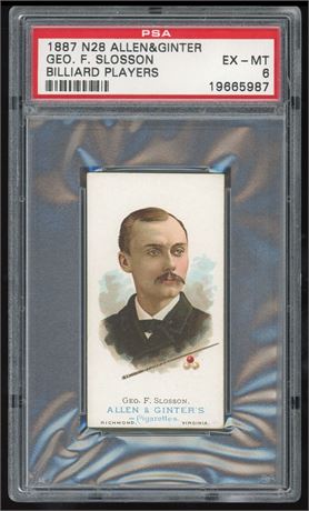 1887 Allen & Ginter N28 Billiard Players Geo F Slosson PSA 6 EXMT
