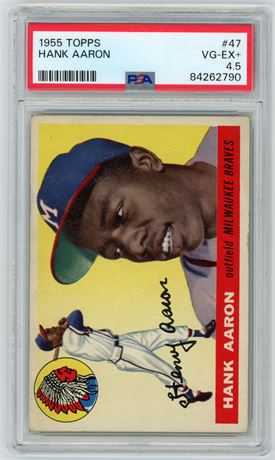 1955 Topps #47 Hank Aaron PSA 4.5 VGEX+ Nicely Centered