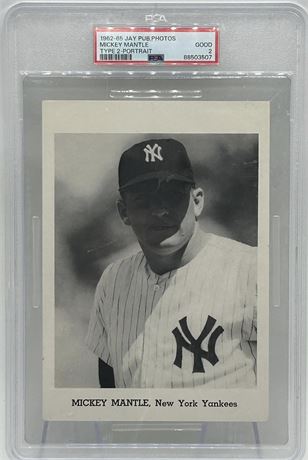 1962-65 Jay Publishing Photos Mickey Mantle Type 2-Portrait PSA 2 GOOD