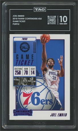 2018 Panini Contenders #25 Joel Embiid 19/25 TAG 10 GEM MINT