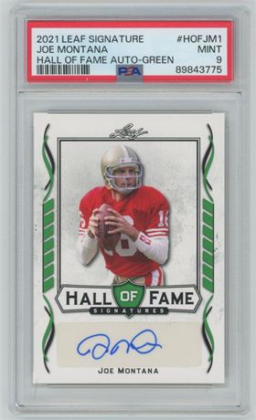 2021 Leaf Signature Joe Montana Hall of Fame Auto Green PSA 9 MINT