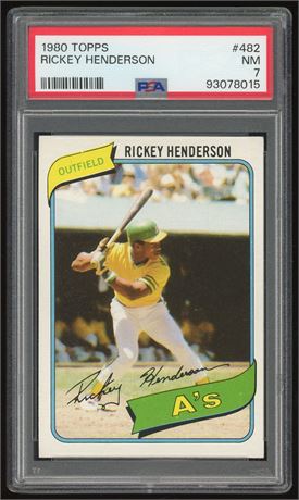 1980 Topps #482 Rickey Henderson RC PSA 7 NM