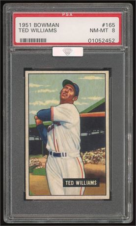 1951 Bowman #165 Ted Williams PSA 8 NMMT MBA Silver Diamond