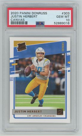 2020 Panini Donruss #303 Canvas Justin Herbert RC PSA 10 GEM MINT