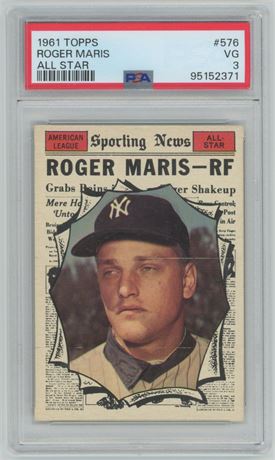 1961 Topps #576 Roger Maris All-Star Hi # PSA 3 VG