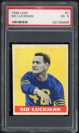 1948 Leaf #1 Sid Luckman RC PSA 5