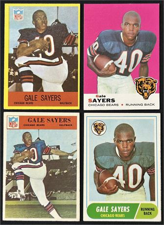 1960's Gale Sayers Low Grade Lot (4) w/ 1966 Philadelphia RC (Looks Nicer)