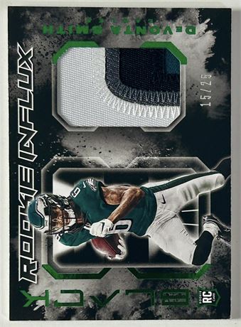 2021 Panini Black Devonta Smith Rookie Influx Materials 15/25 4-Color Patch