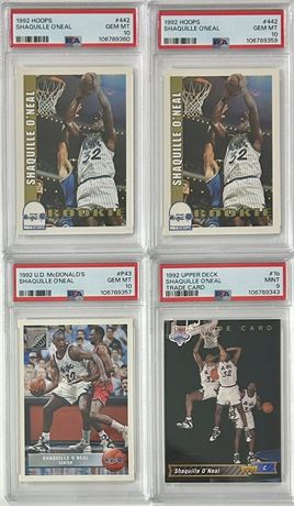 1992 Upper Deck/Hoops Shaquille O'Neal RC's PSA Graded Lot (4)