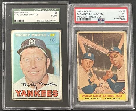 1958 & 1967 Topps Graded Mickey Mantle Lot (2)