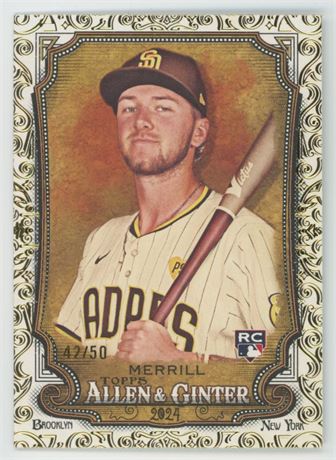 2024 Topps Allen & Ginter Jackson Merrill RC Silver Filagree 42/50