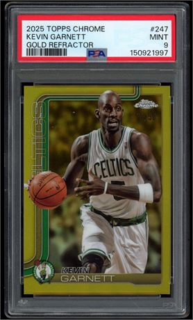 2025 Topps Chrome #247 Kevin Garnett Gold Refractor 37/50 PSA 9