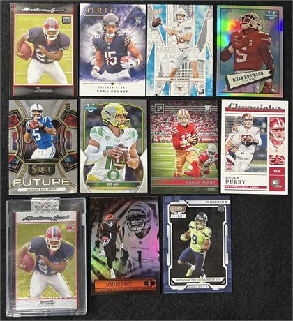 2007-24 Football RC Lot (11) w/ Lynch #d, Nix, Purdy, Chase, Odunze