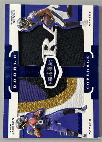 2019 Panini Plates/Patches Lamar Jackson/Marquise Brown Dual Patch 18/50 (READ)