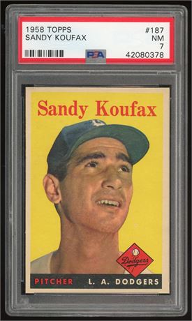 1958 Topps #187 Sandy Koufax PSA 7 NM Sharp