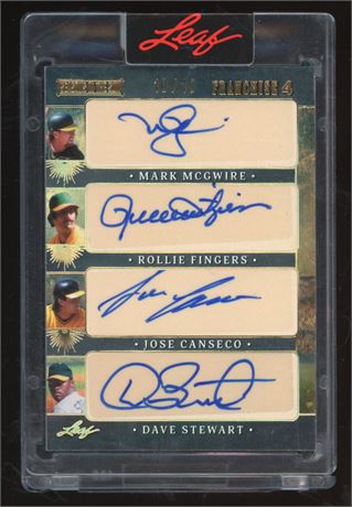 2025 Leaf Seasons in the Sun McGwire/Canseco Franchise 4 10/10 Quad Auto Bookend