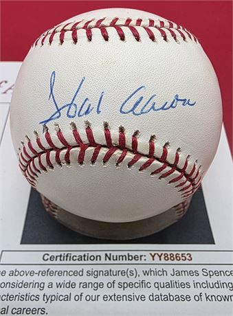 Hank Aaron Signed Official National League Baseball JSA LOA