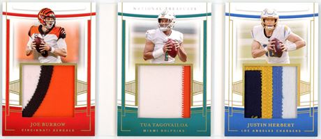 2020 Panini National Treasures Triple Booklet Burrow/Tua/Herbert 22/25