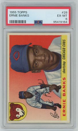 1955 Topps #28 Ernie Banks PSA 6 EXMT