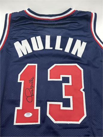 Chris Mullin Autographed Team USA Blue Basketball Jersey (PSA) XL