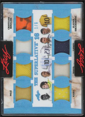 2023 Leaf Superlative 16 Game-Used Relics w/ Messi/Maradona/Ronaldo/Mbappe 1/6