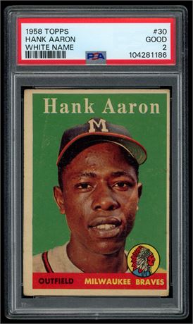 1958 Topps Hank Aaron White Name #30 PSA 2 Good