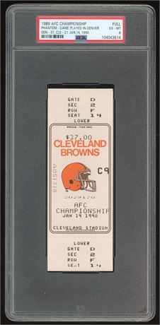 1989 AFC Championship Phantom Ticket Den-37, Cle-21 Jan 14, 1990 PSA 6 EXMT