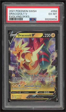2021 Pokémon SWSH #058 Dracozolt V Evolving Skies PSA 6 EXMT