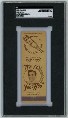 1958 Yoo-Hoo Yogi Berra Matchbook Cover Cap Offer SGC Authentic
