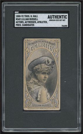 1880-92 N342 Thos H Hall Lilian Russell SGC Authentic (Mini Size)