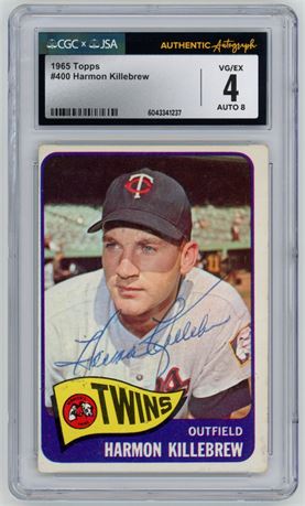 1965 Topps #400 Harmon Killebrew CGC 4 Auto 8