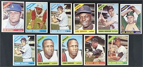 1966 Topps Baseball HOF Lot (11) w/ Drysdale, Perez, F Robinson, and Ford