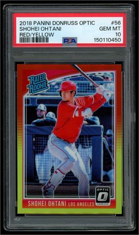 2018 Panini Donruss Optic #56 Shohei Ohtani RC Red/Yellow Refractor PSA 10
