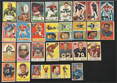 1950's Bowman/Topps Football HOF Lot (28) w/ Unitas, Blanda, Gifford, etc. READ
