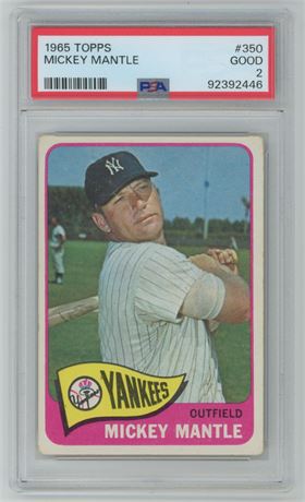 1965 Topps #350 Mickey Mantle PSA 2 GOOD