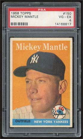 1958 Topps #150 Mickey Mantle PSA 4 VGEX (See Pictures of Back)
