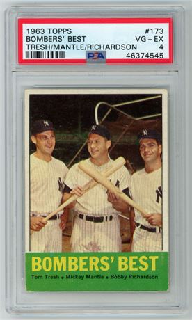 1963 Topps #173 Mickey Mantle Bombers' Best PSA 4 VGEX