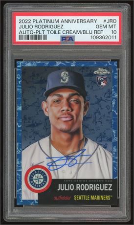2022 Topps Chrome Platinum Anniversary Julio Rodriguez RC 89/99 PSA 10 GEM MINT