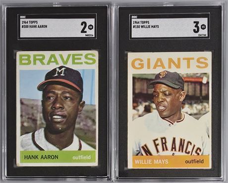 1964 Topps SGC Graded Star Lot (2) Aaron/Mays