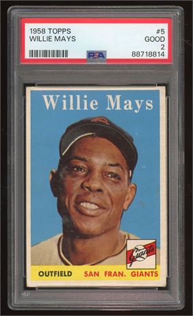 1958 Topps #5 Willie Mays PSA 2 GOOD