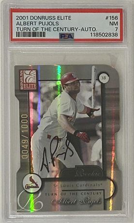 2001 Donruss Elite #156 Albert Pujols Turn of the Century RC Auto /1000 PSA 7 NM