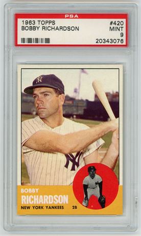 1963 Topps #420 Bobby Richardson PSA 9 MINT Only 5 Higher