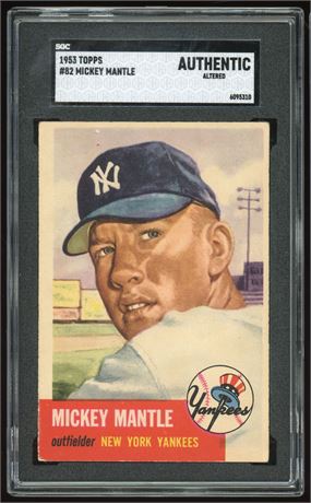 1953 Topps #82 Mickey Mantle SGC Authentic Altered Solid Eye Appeal