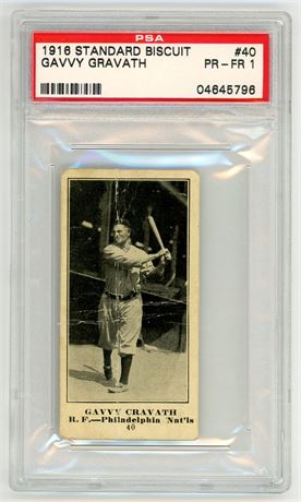 1916 Standard Biscuit #40 Gavvy Cravath PSA 1 (READ)