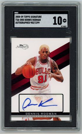 2008 Topps Signature Dennis Rodman Auto 902/1299 RC SGC 10 GEM MINT