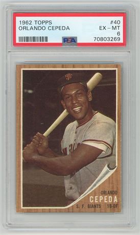 1962 Topps #40 Orlando Cepeda PSA 6 EXMT