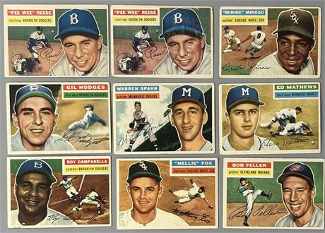 1956 Topps Low Grade Star Lot w/ Campanella, Reese etc (9)
