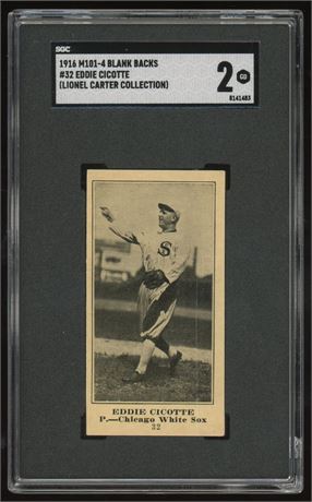 1916 M101 Sporting News #32 Eddie Cicotte Black Back SGC 2 GOOD