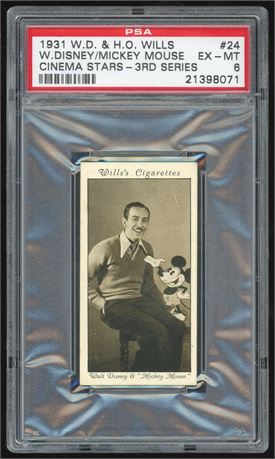 1931 WD & HO Willis Cinema Stars #24 Walt Disney & Mickey Mouse RC PSA 6 EXMT